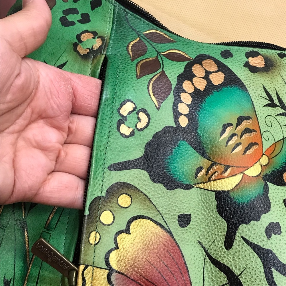 Anuschka Handpainted Butterflies Leather Shoulder Bag - Picture 8 of 13